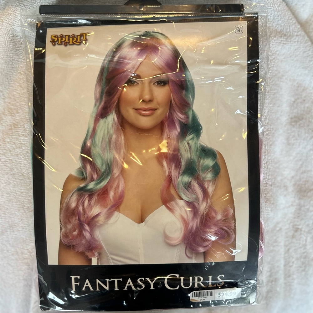 Spirit Fantasy Curls Wig in Pink and Teal